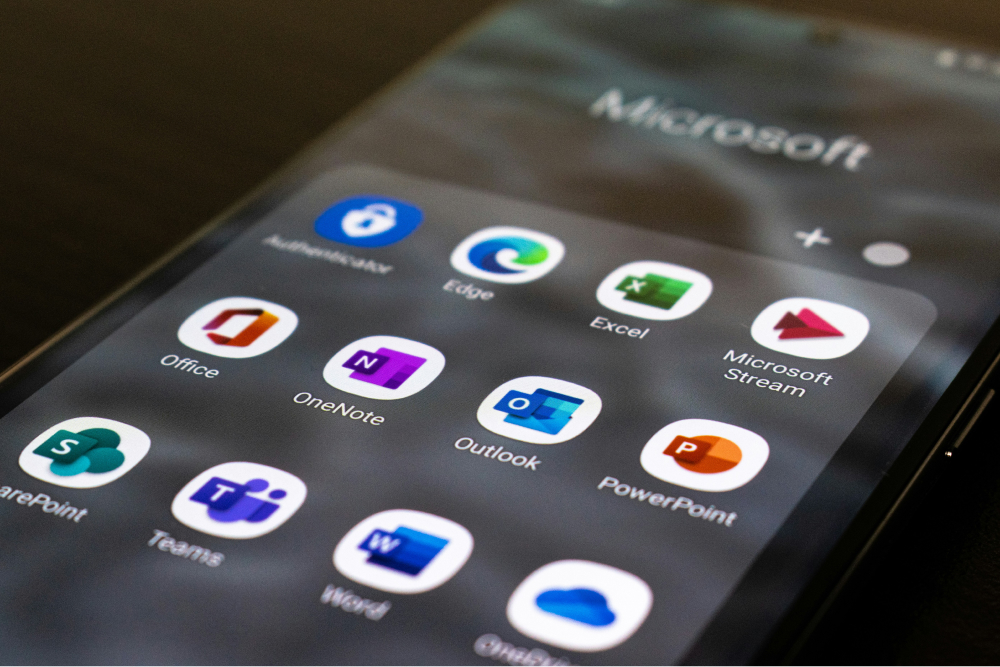 Page d'accueil avec des applications Microsoft