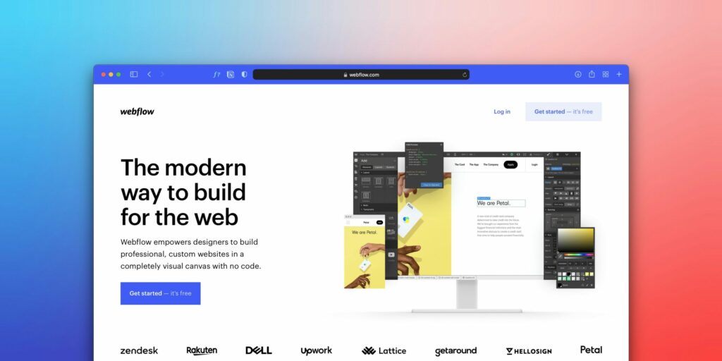 Les différents éléments de Webflow